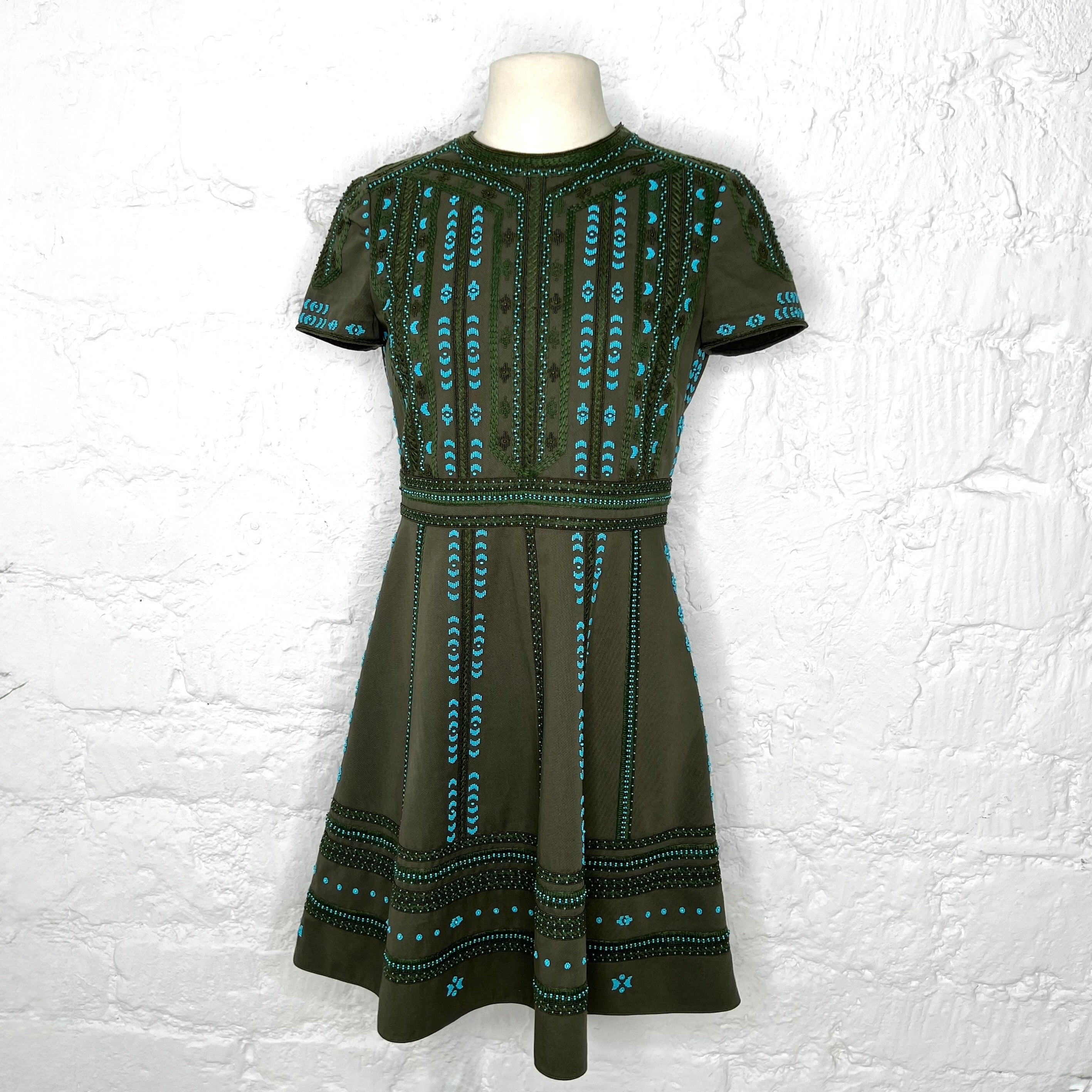 VALENTINO - Green embroidered dress