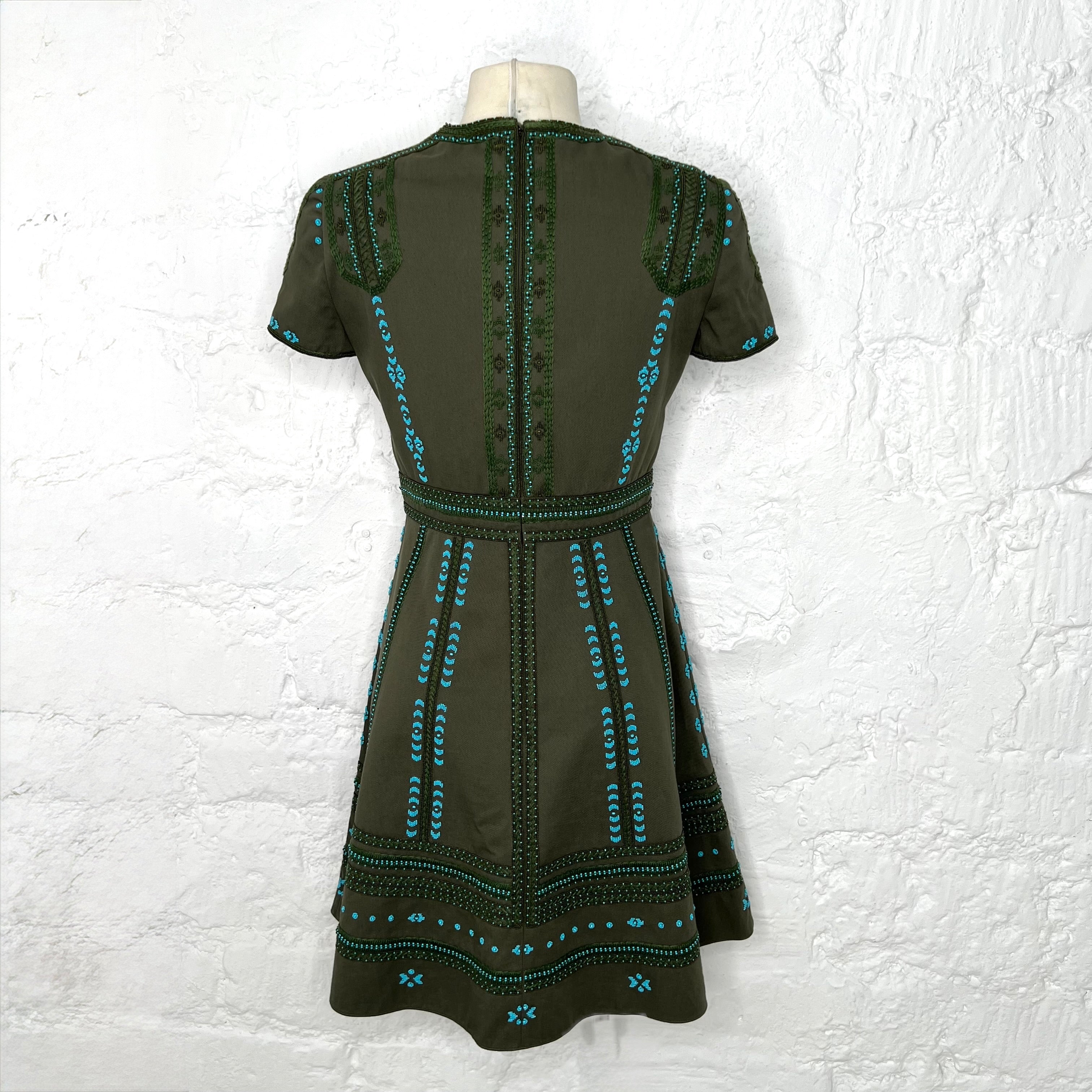 VALENTINO - Green embroidered dress