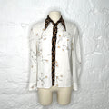 MIU MIU - White green daisy flower & leopard shirt