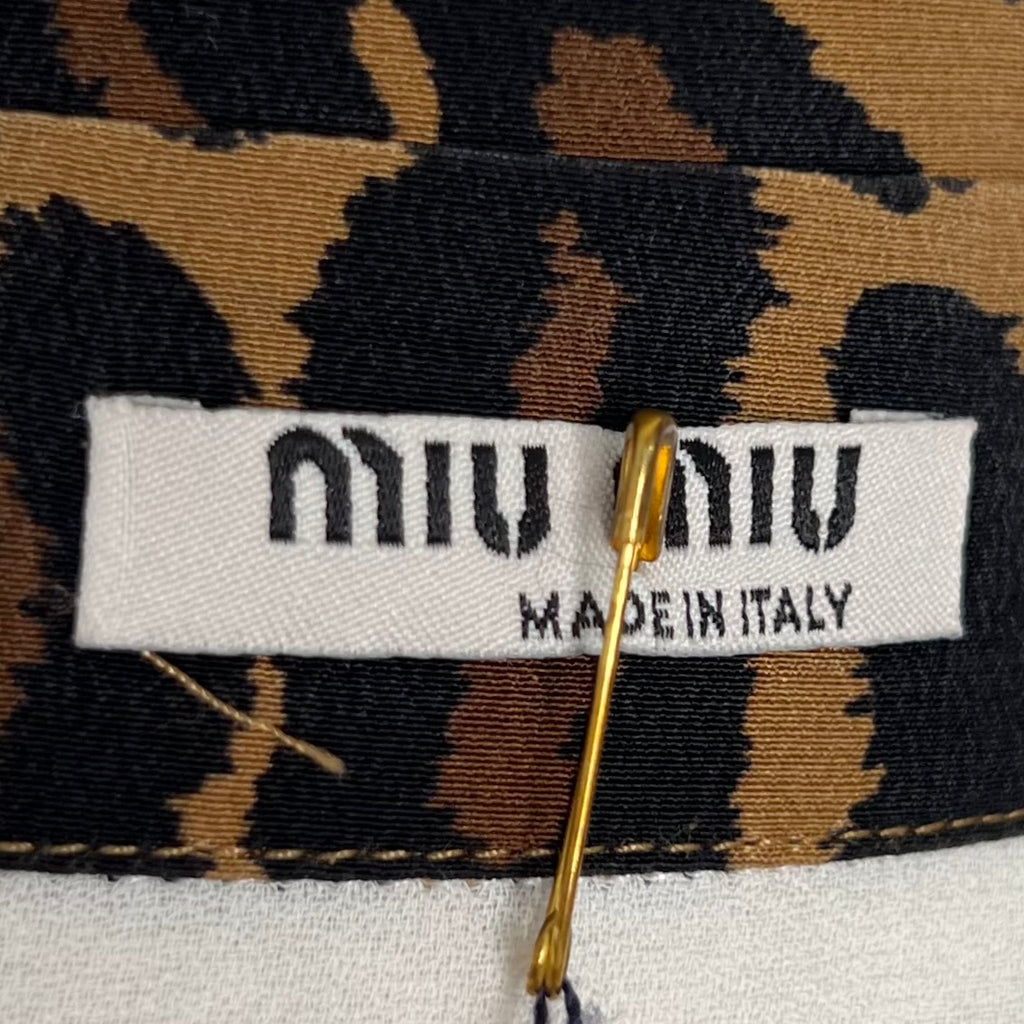 MIU MIU - White green daisy flower & leopard shirt