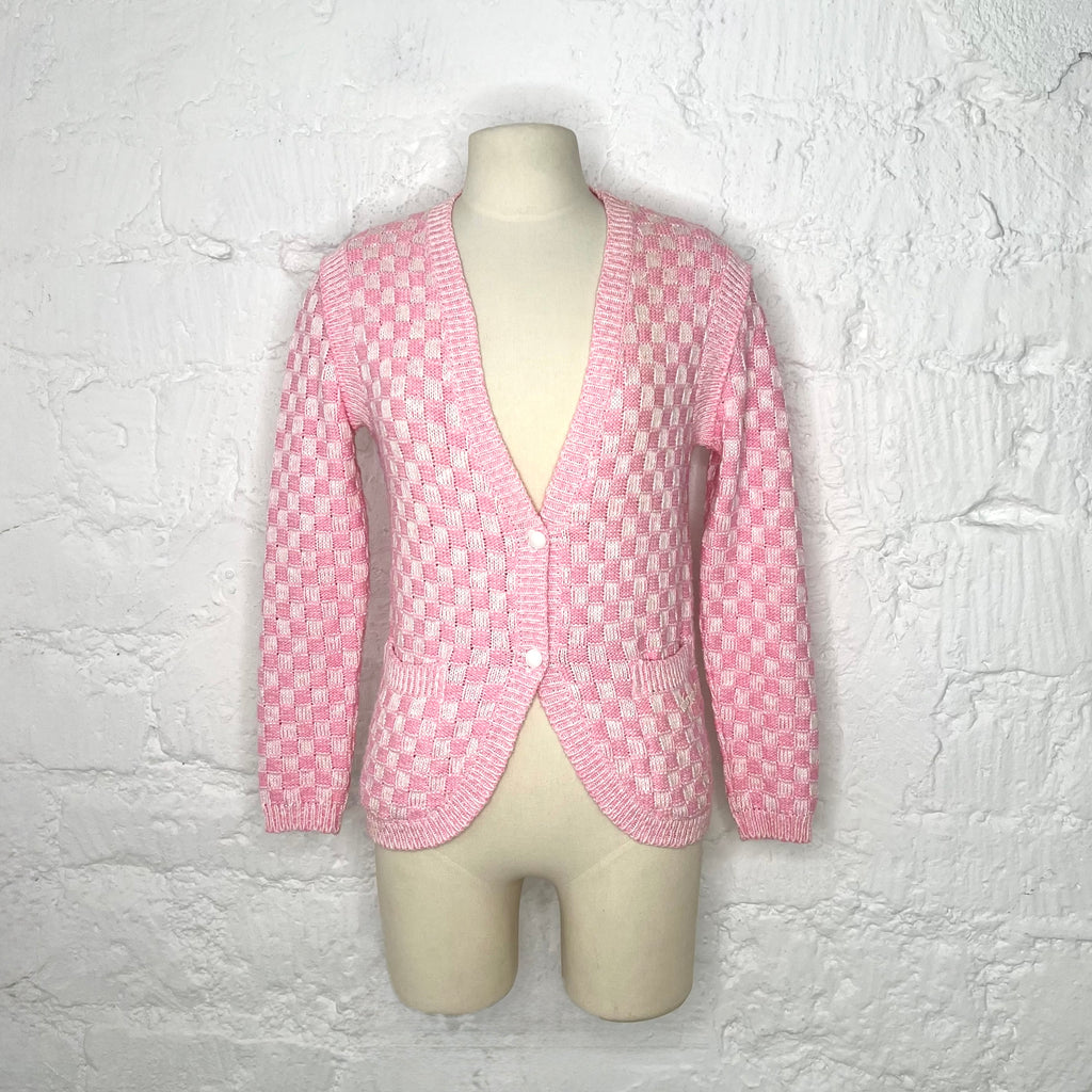 COURRÈGES - Pink checkered cardigan