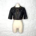 MOSCHINO - Black cropped quilted leather vest
