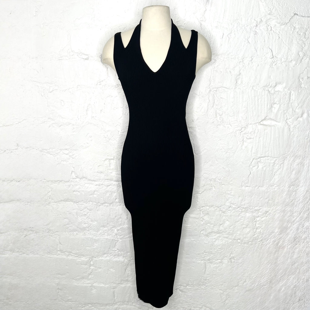 ALAIA - Black ribbed jersey sheath dress