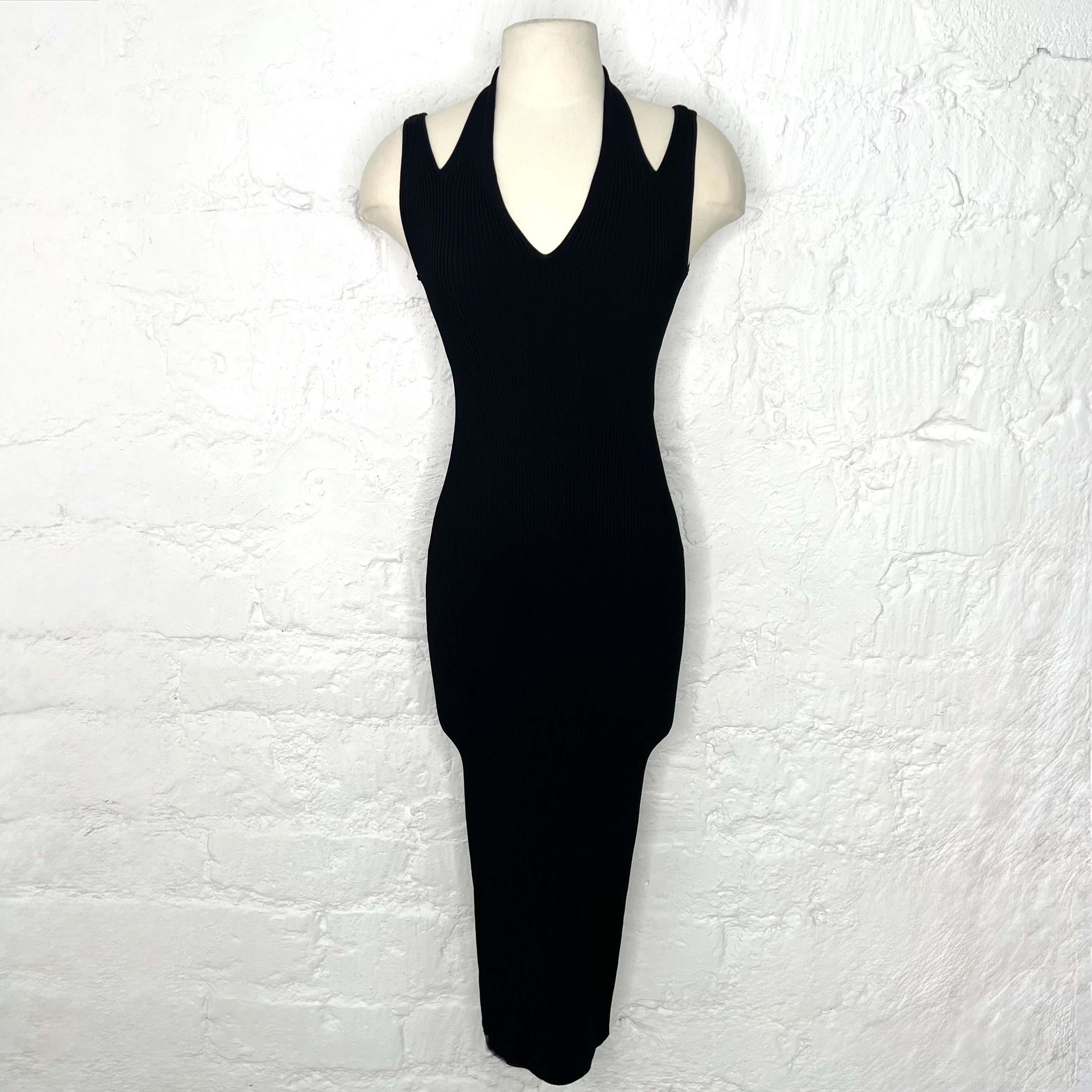 ALAIA - Black ribbed jersey sheath dress