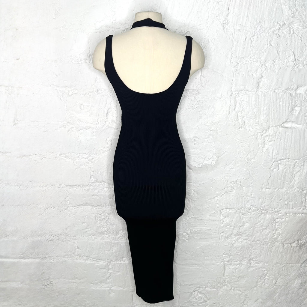ALAIA - Black ribbed jersey sheath dress