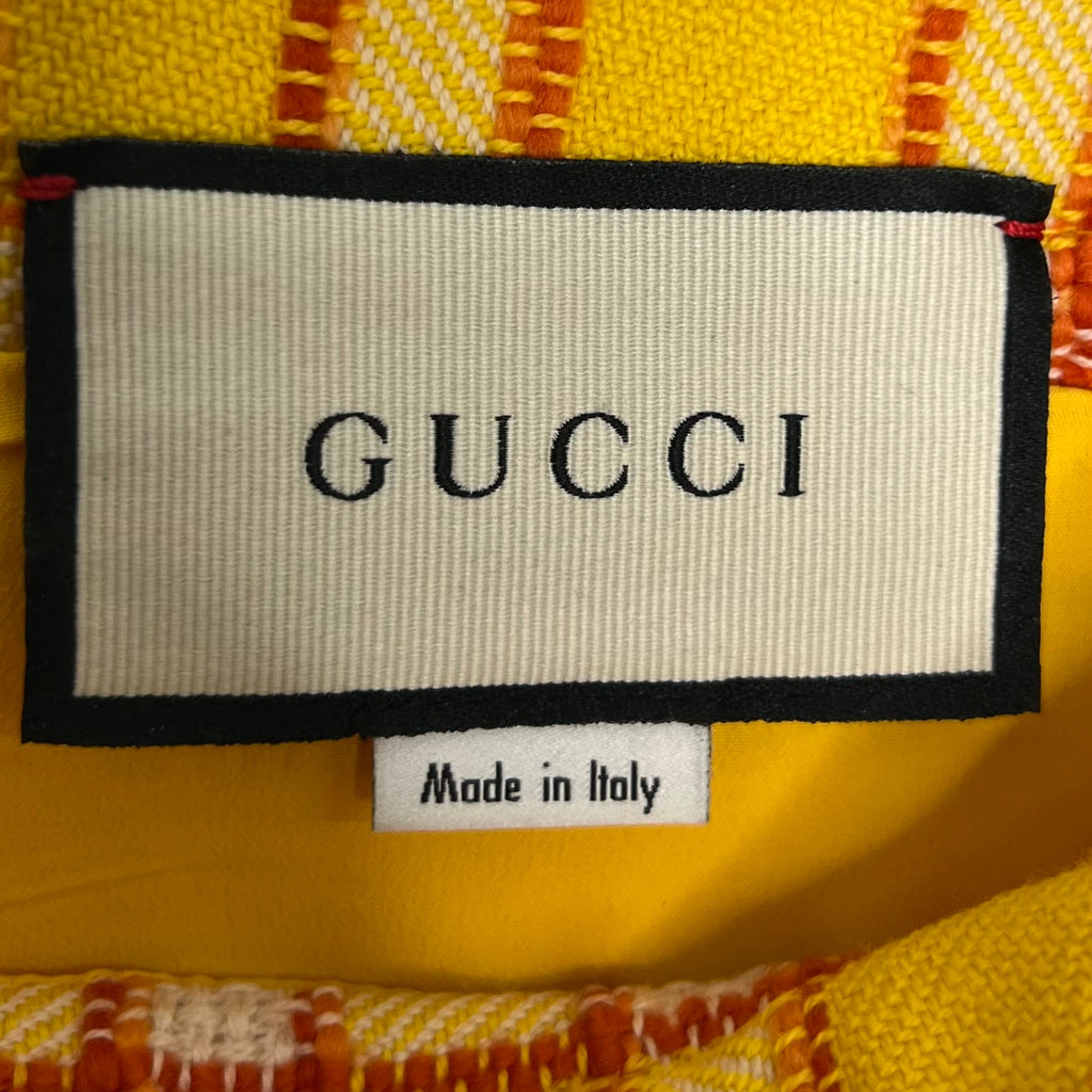 GUCCI - Yellow check wool A-line mini-skirt