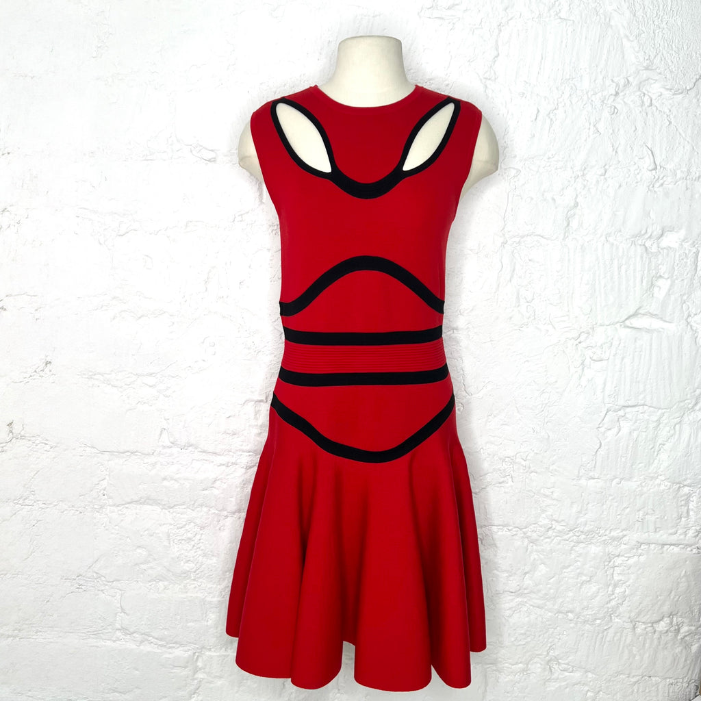ALEXANDER MCQUEEN - Red check-pattern dress