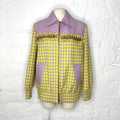 VERSACE - Leather-trimmed checked wool jacket
