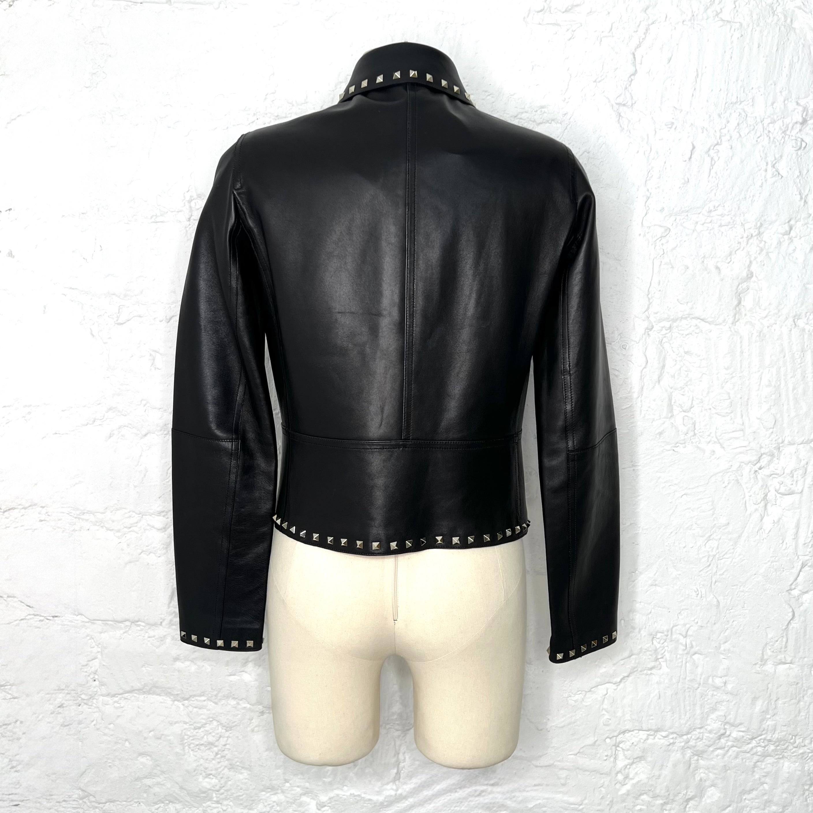 VALENTINO - Black studded leather jacket