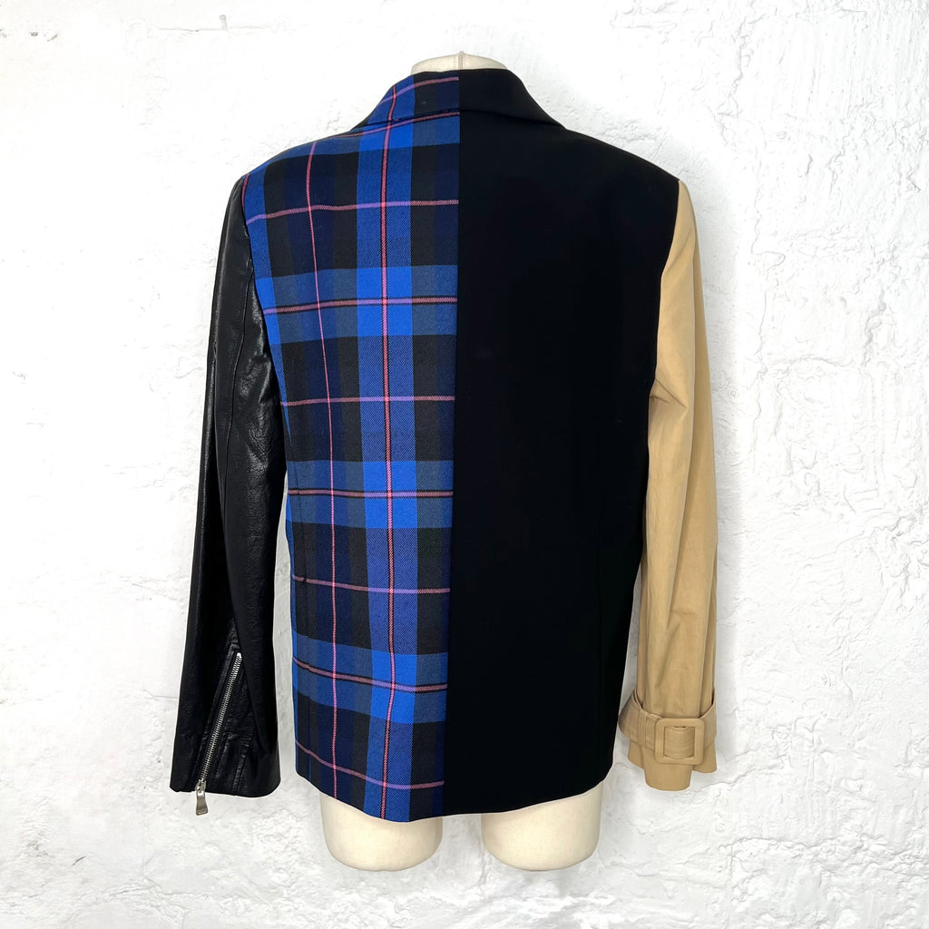 MOSCHINO - Block crepe & leather single breasted blazer