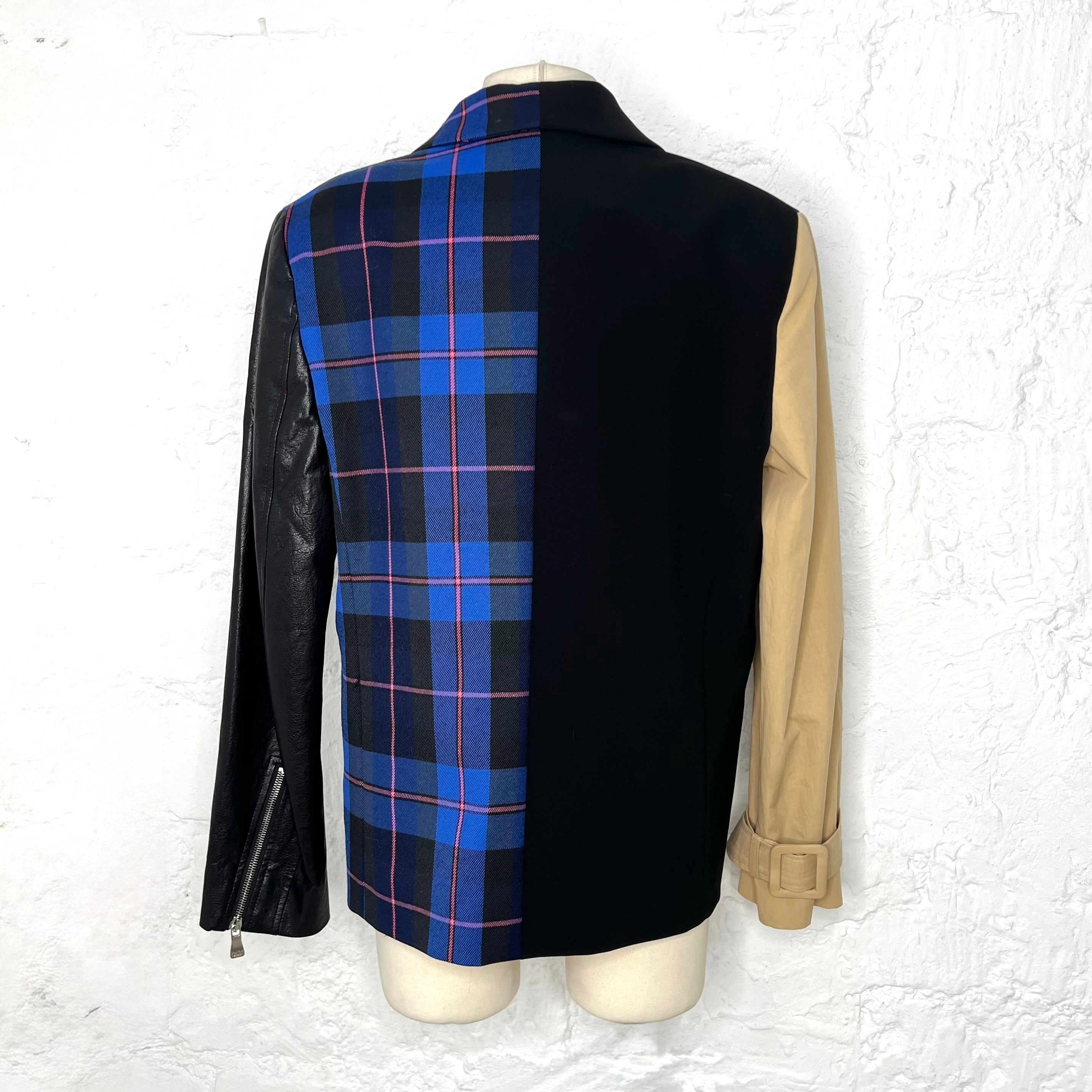 MOSCHINO - Block crepe & leather single breasted blazer