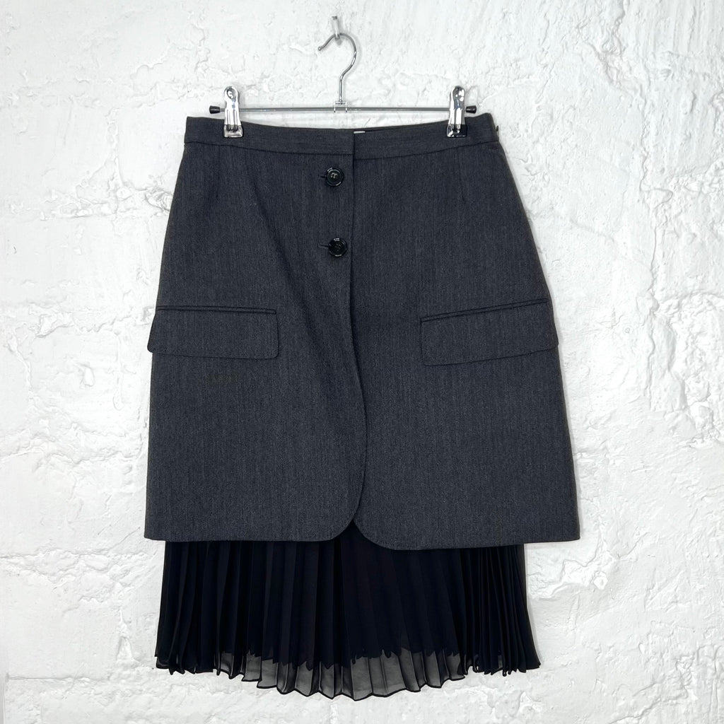 BURBERRY - Grey & black double layer skirt