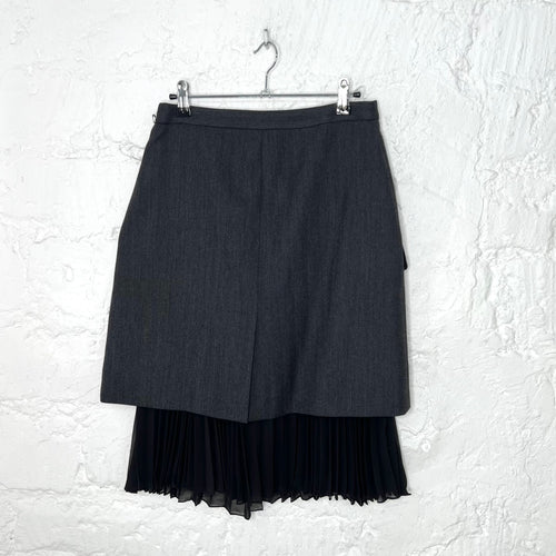 BURBERRY - Grey & black double layer skirt