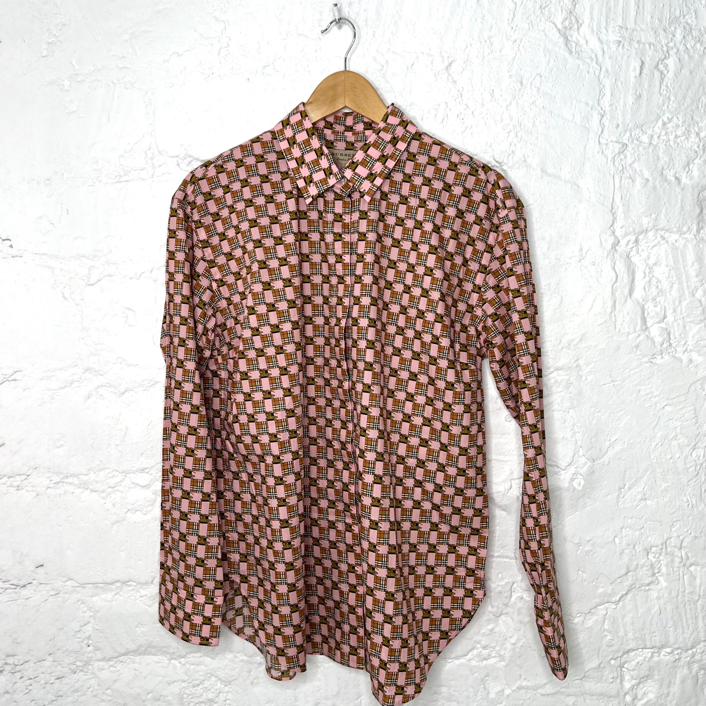 BURBERRY - Multicolor logo check pattern shirt