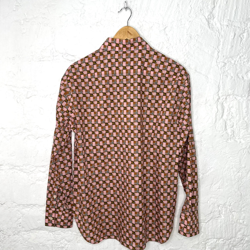 BURBERRY - Multicolor logo check pattern shirt