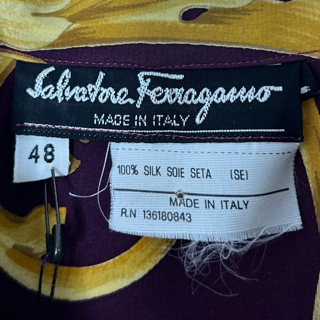 SALVATORE FERRAGAMMO - Gold and purple tiger printed shirt