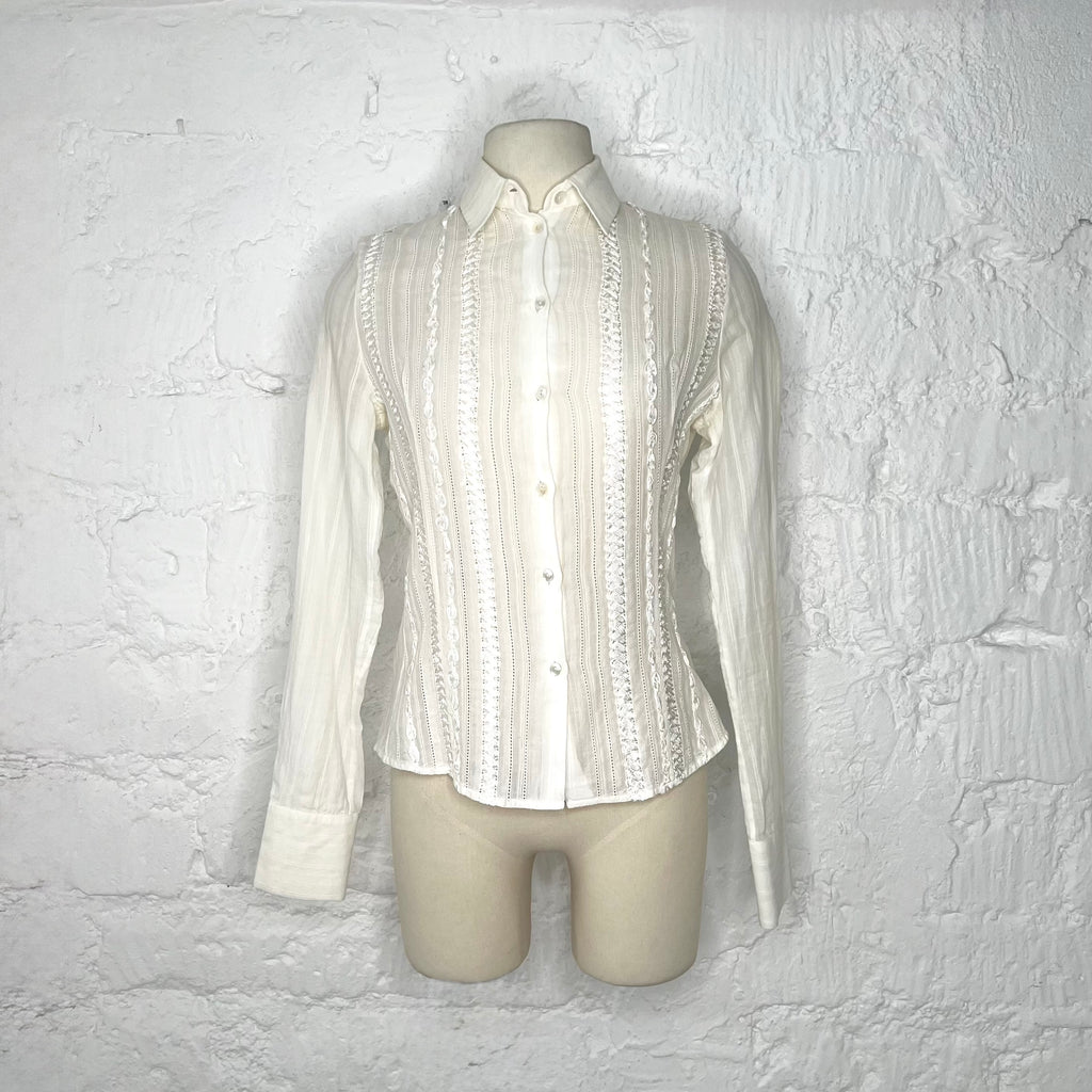 CHRISTIAN DIOR - Off-white seamed slim shirt