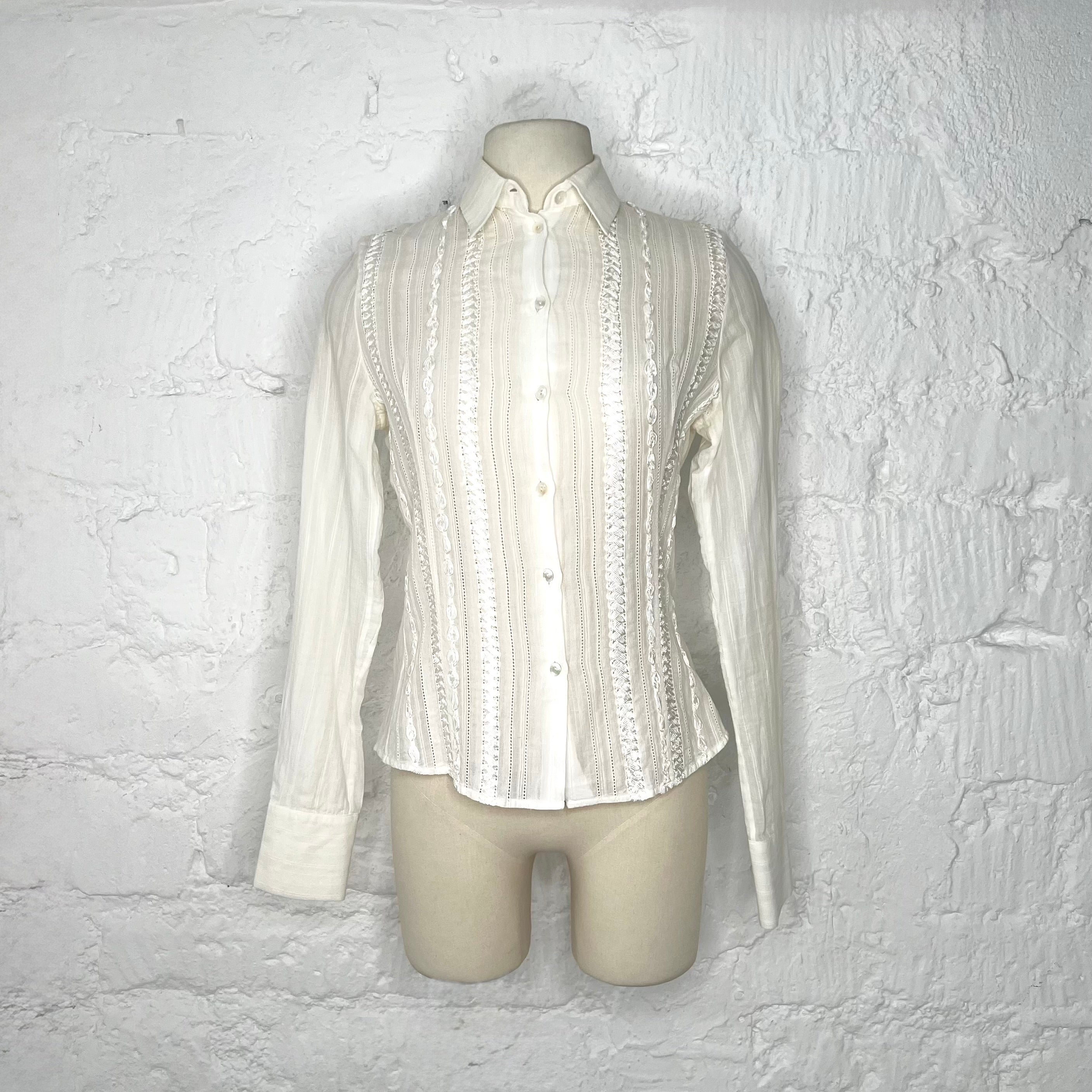 CHRISTIAN DIOR - Off-white seamed slim shirt