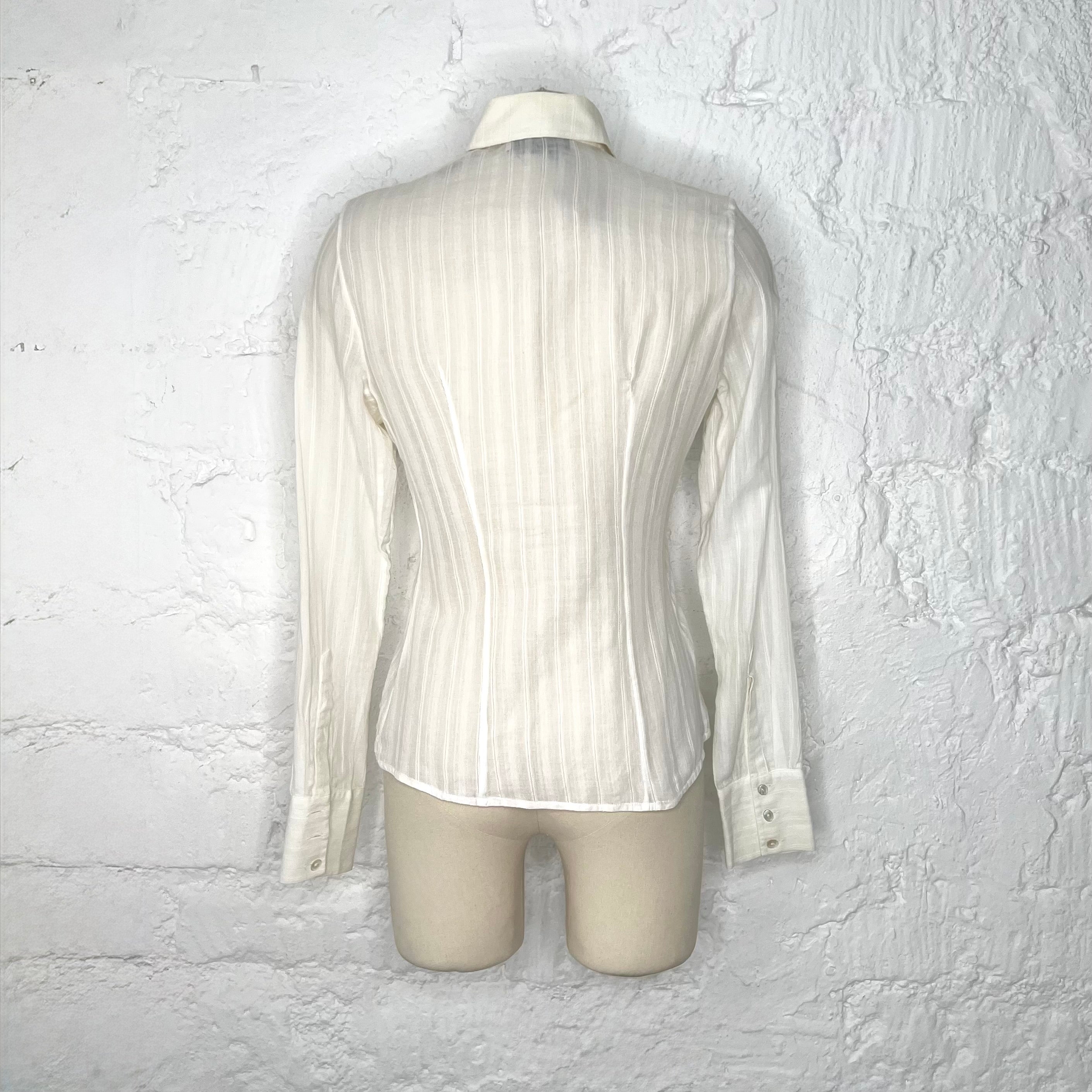 CHRISTIAN DIOR - Off-white seamed slim shirt