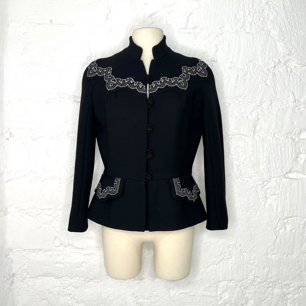 CHRISTIAN DIOR - Black with white embroidery jacket