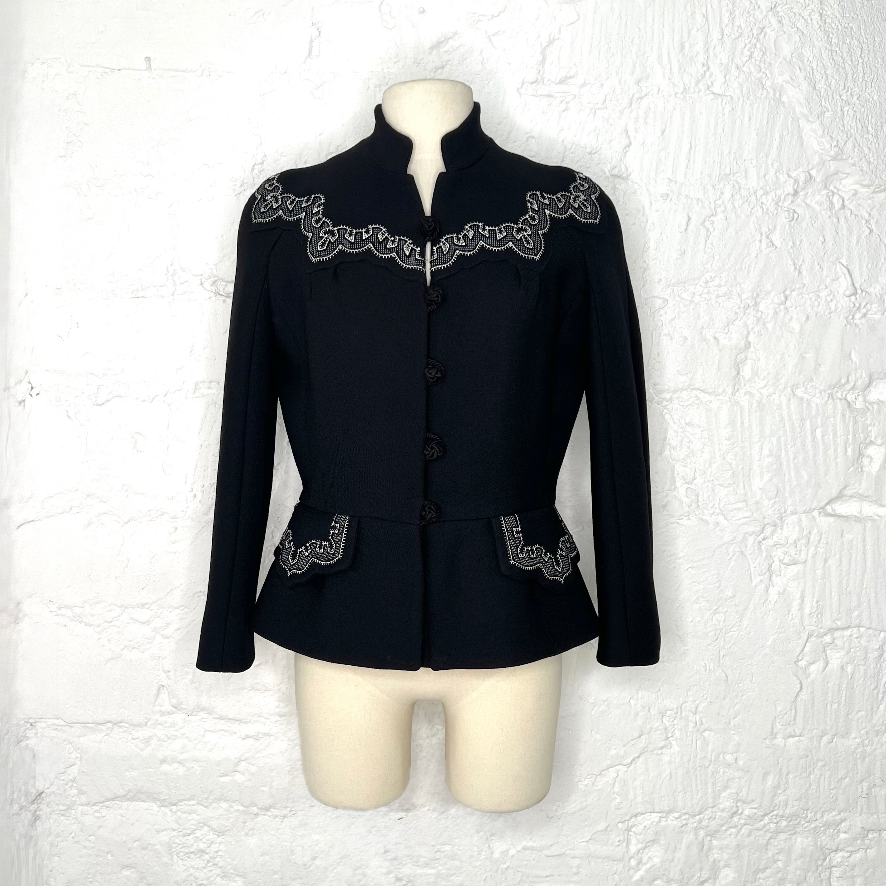 CHRISTIAN DIOR - Black with white embroidery jacket
