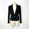 CHRISTIAN DIOR - Black tweed with belt details blazer