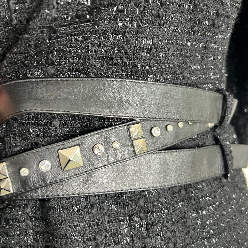 CHRISTIAN DIOR - Black tweed with belt details blazer