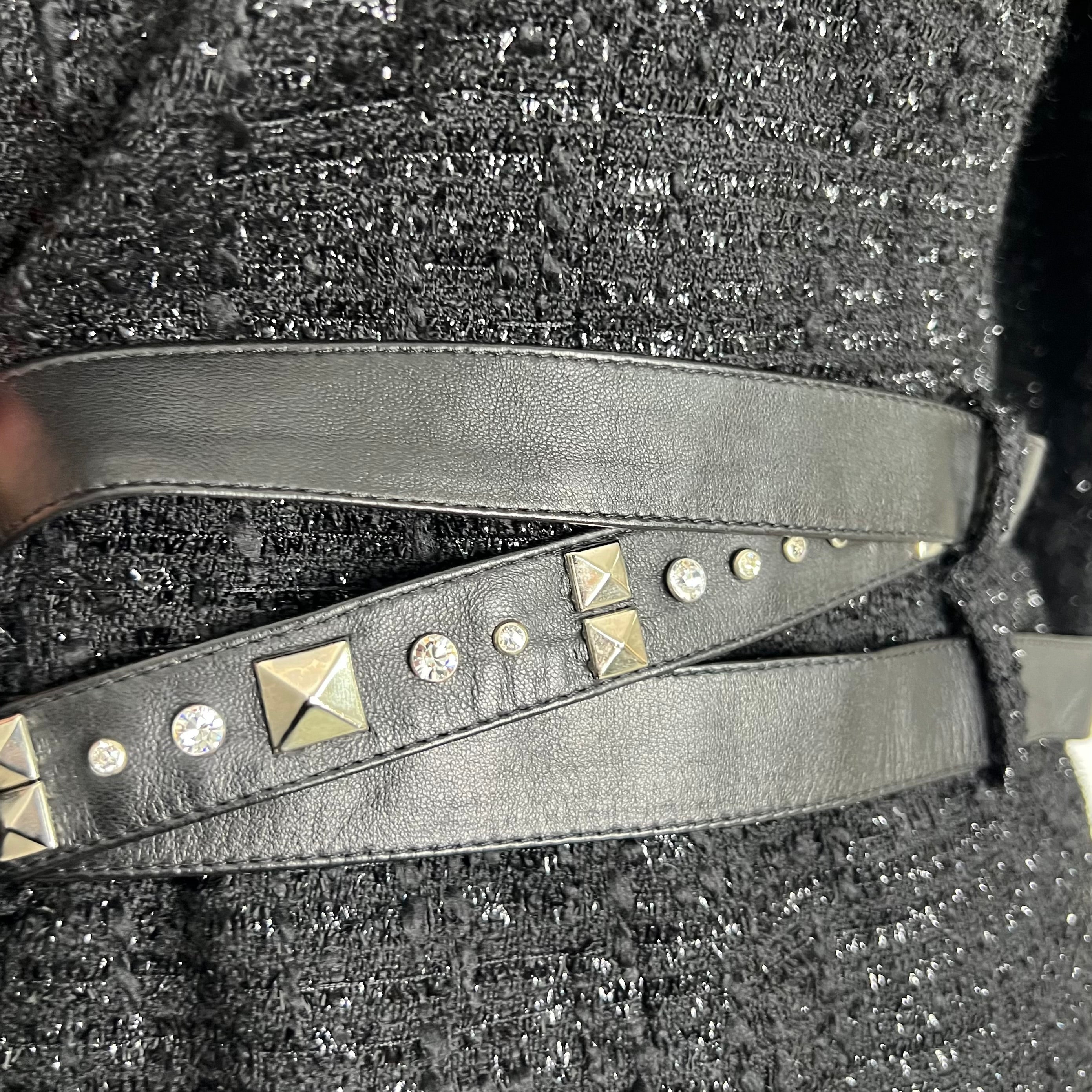 CHRISTIAN DIOR - Black tweed with belt details blazer