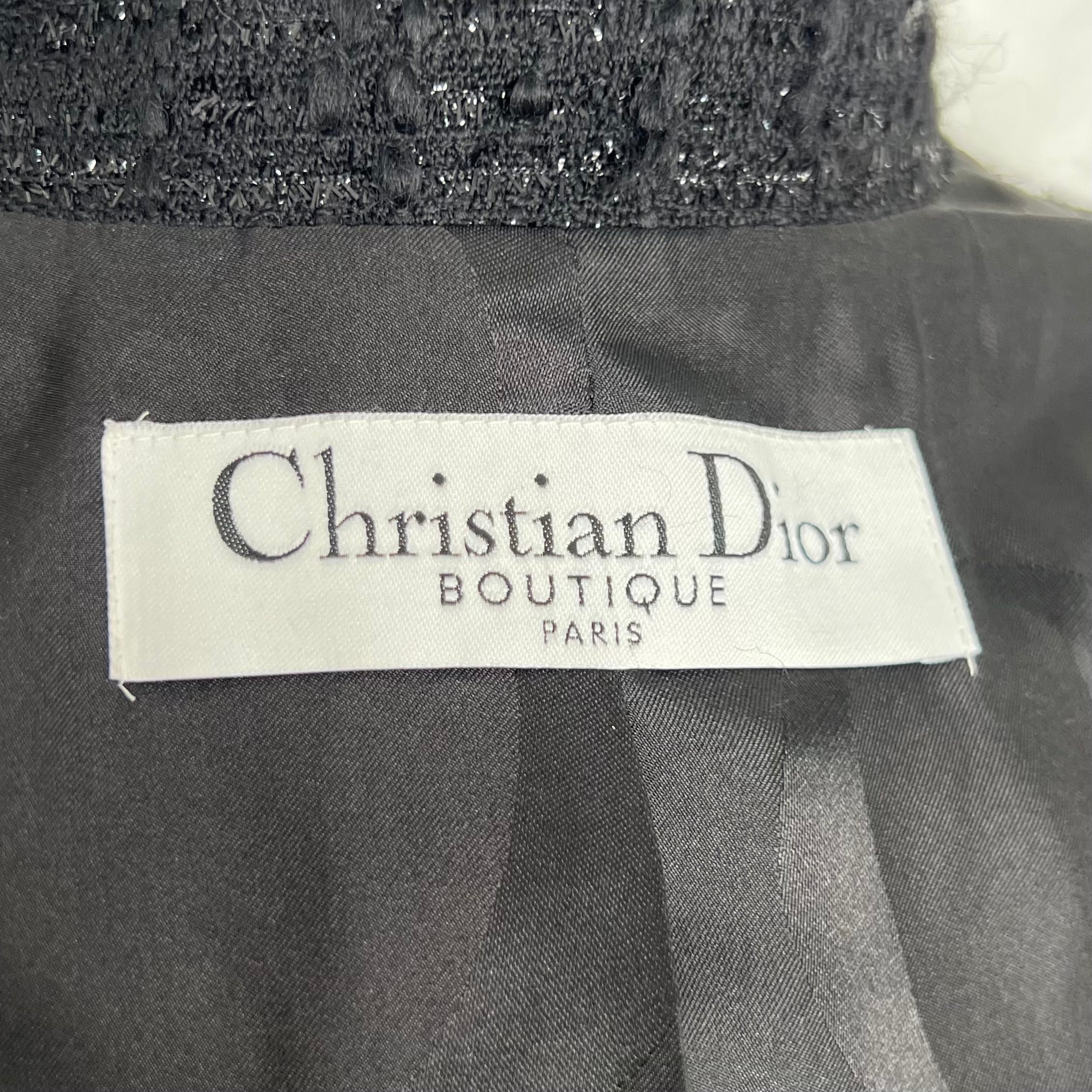 CHRISTIAN DIOR - Black tweed with belt details blazer