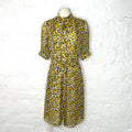 YVES SAINT LAURENT - Yellow flower printed midi dress