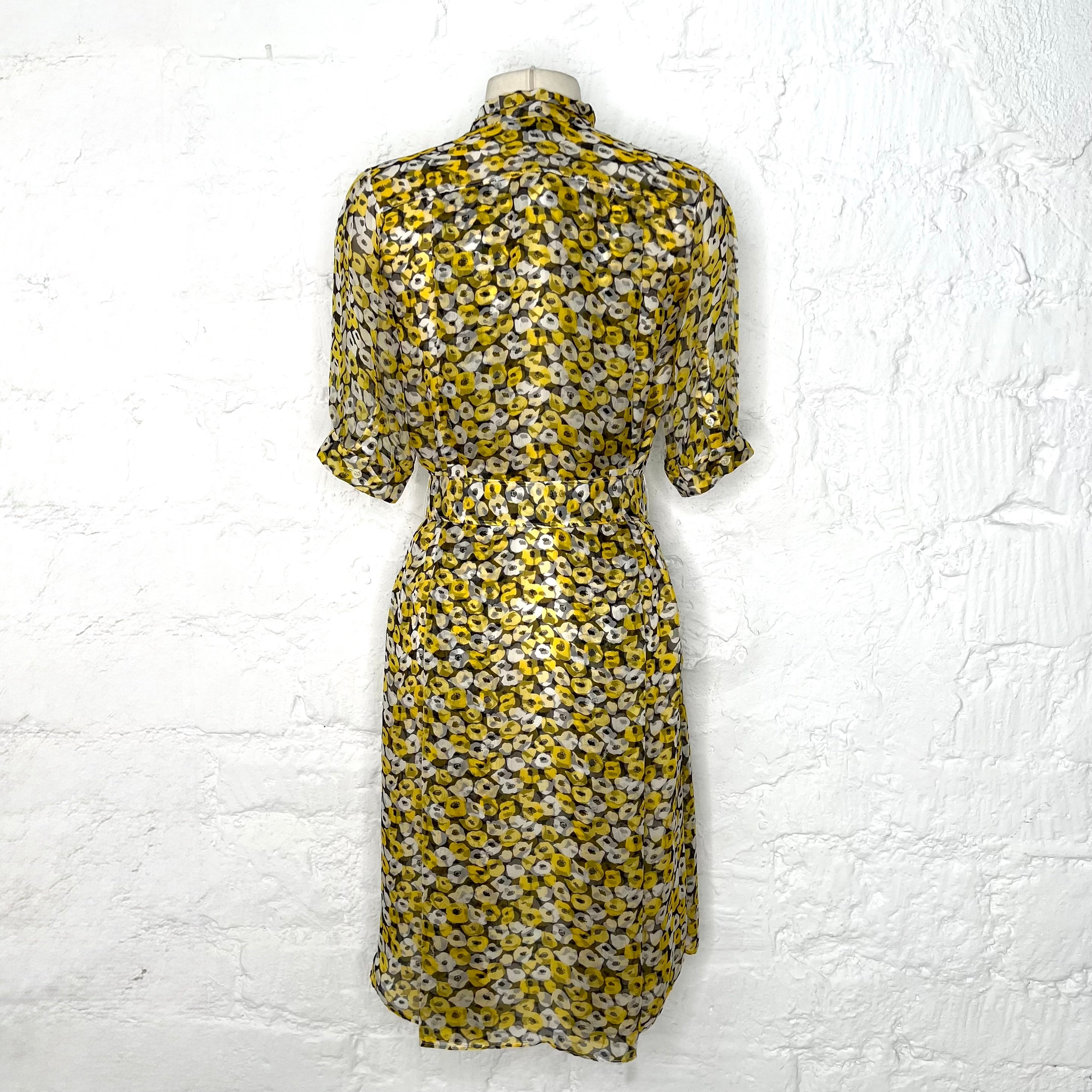 YVES SAINT LAURENT - Yellow flower printed midi dress