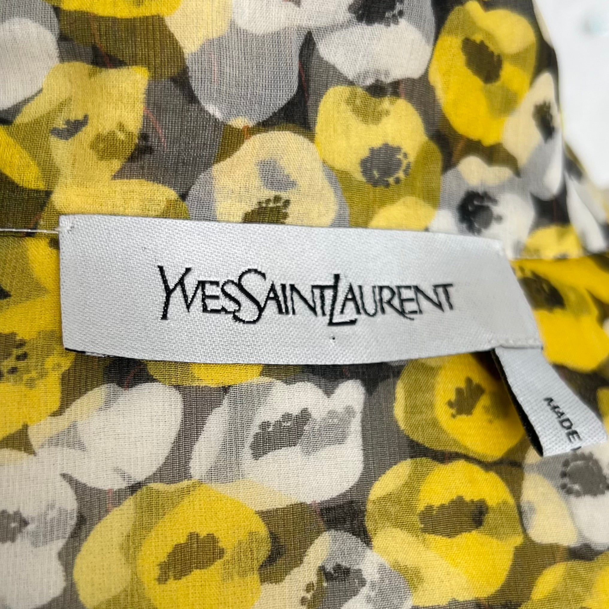 YVES SAINT LAURENT - Yellow flower printed midi dress