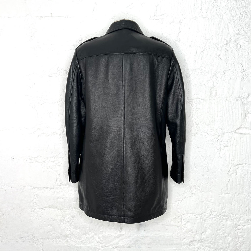 YVES SAINT LAURENT - Black lace up textured dress shirt