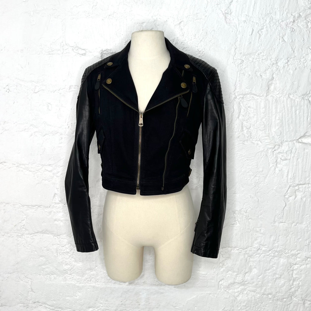 BURBERRY - Black leather perfecto jacket