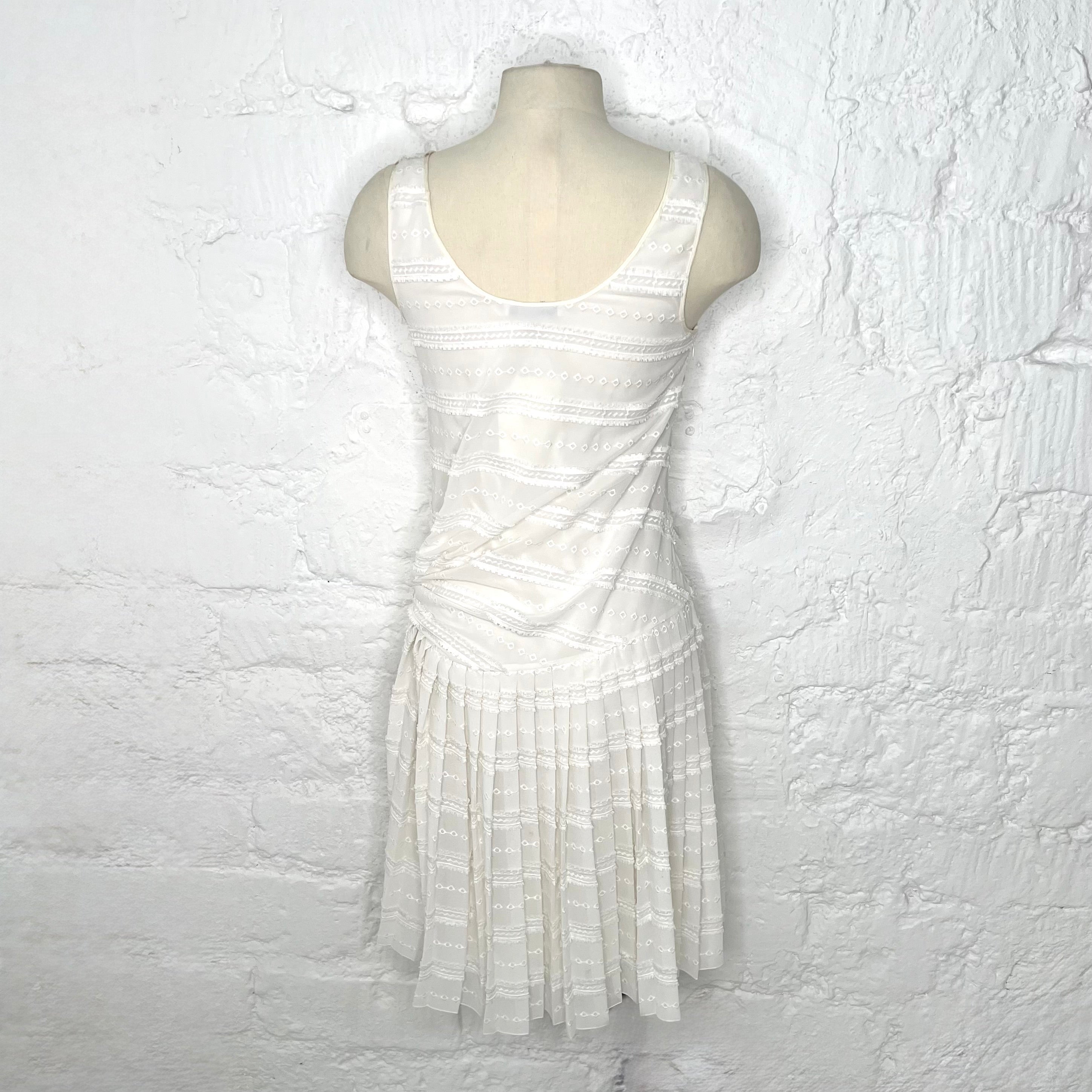 JHON GALLIANO - White asymetrical pleated bow dress