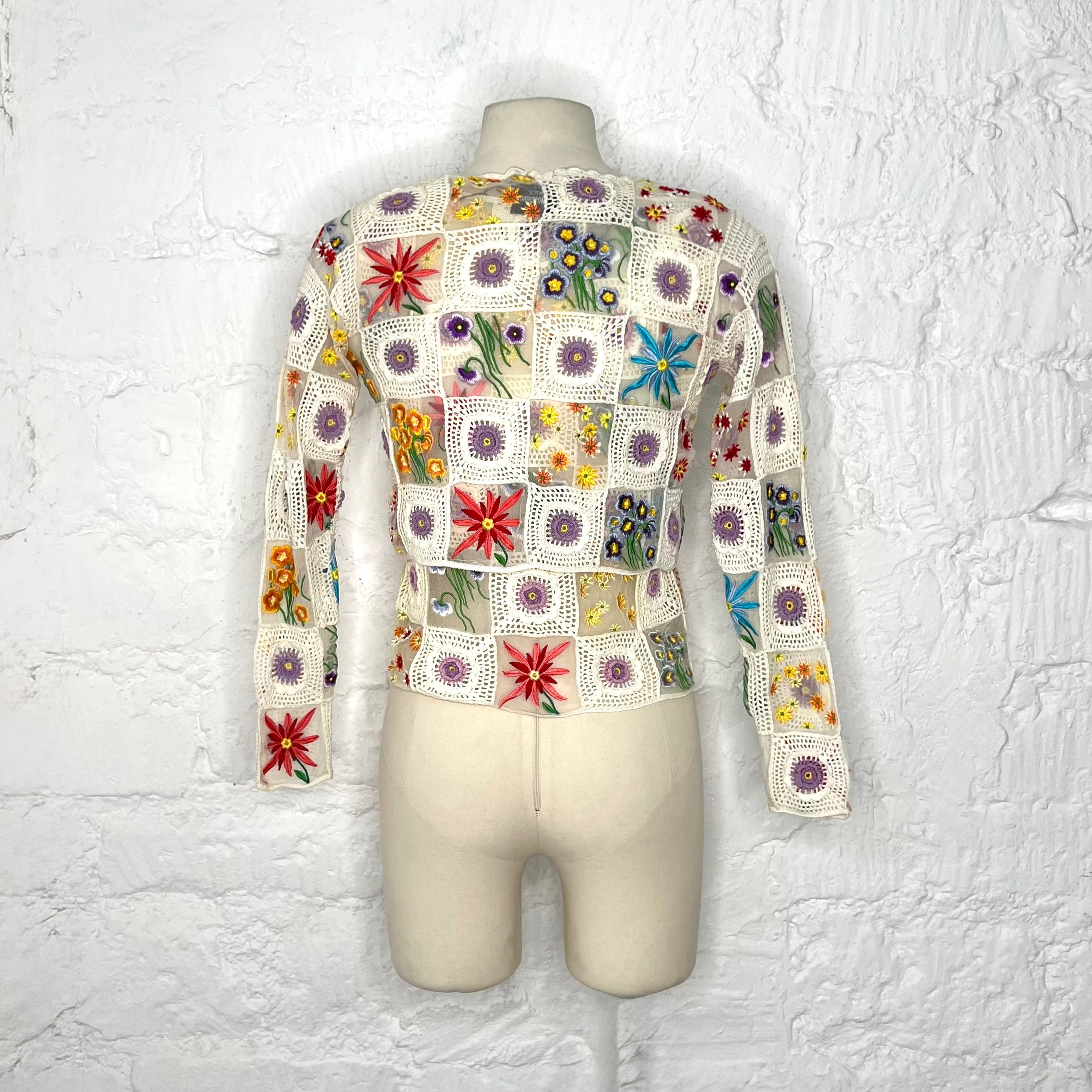 MOSCHINO - Multicolor crochet flower cardigan and top set