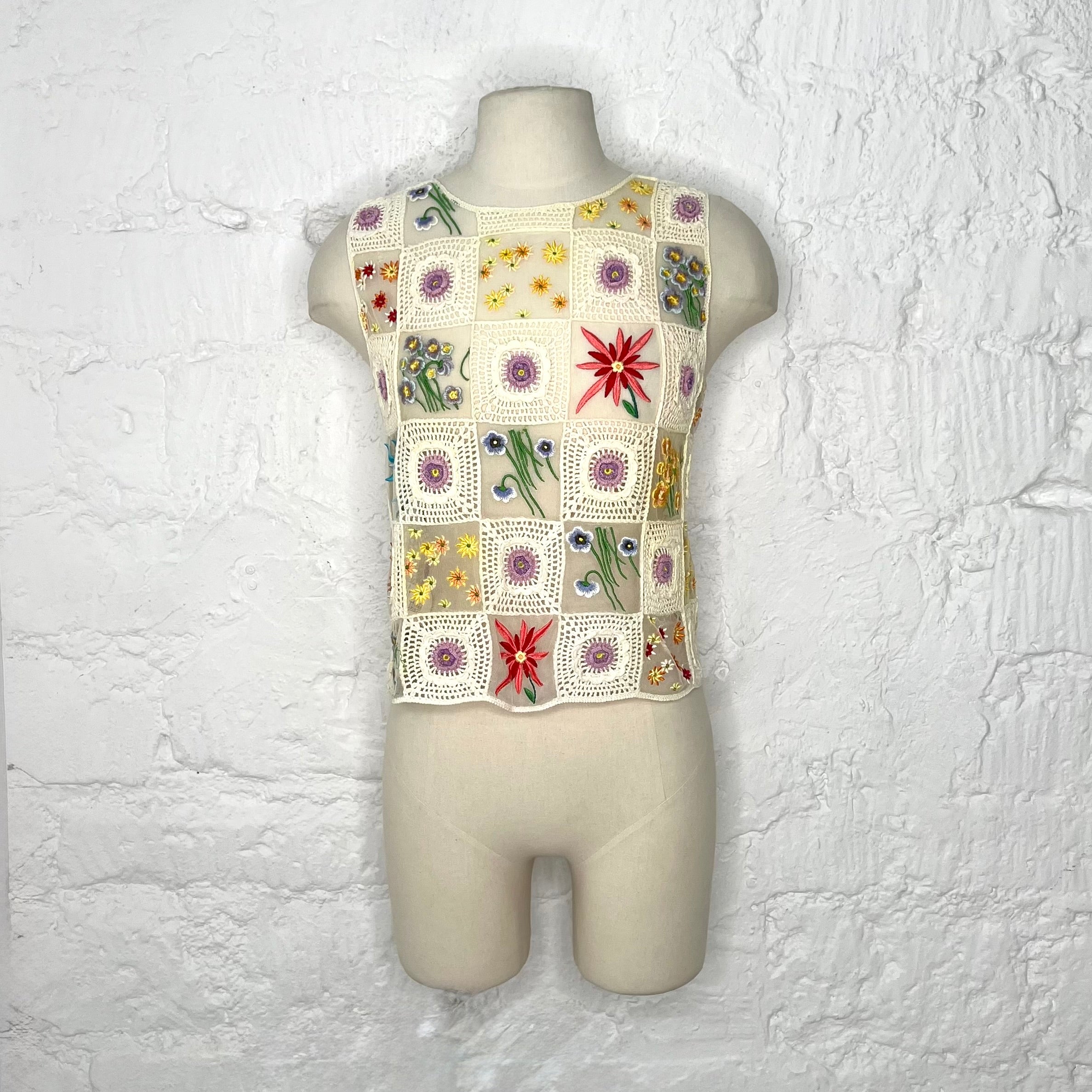 MOSCHINO - Multicolor crochet flower cardigan and top set