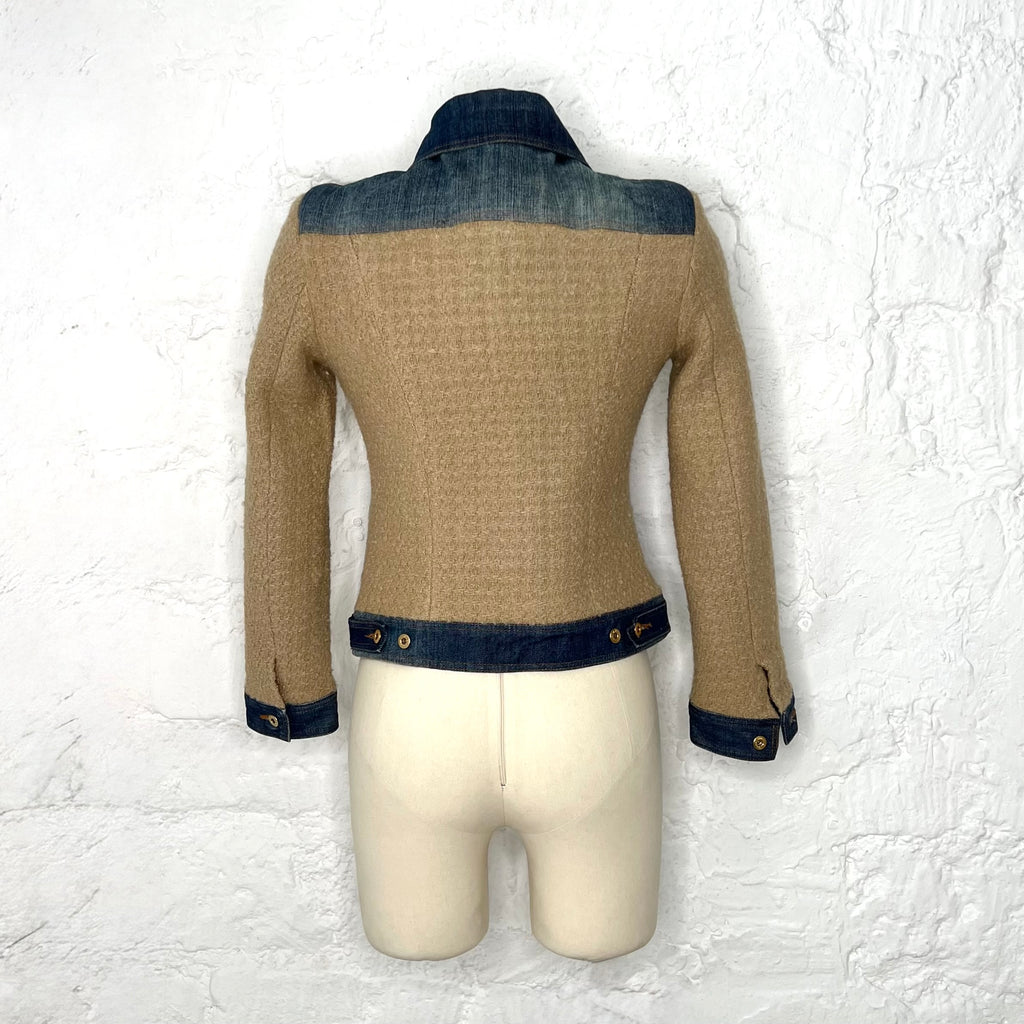 DOLCE & GABANNA - Beige and denim tweed jacket