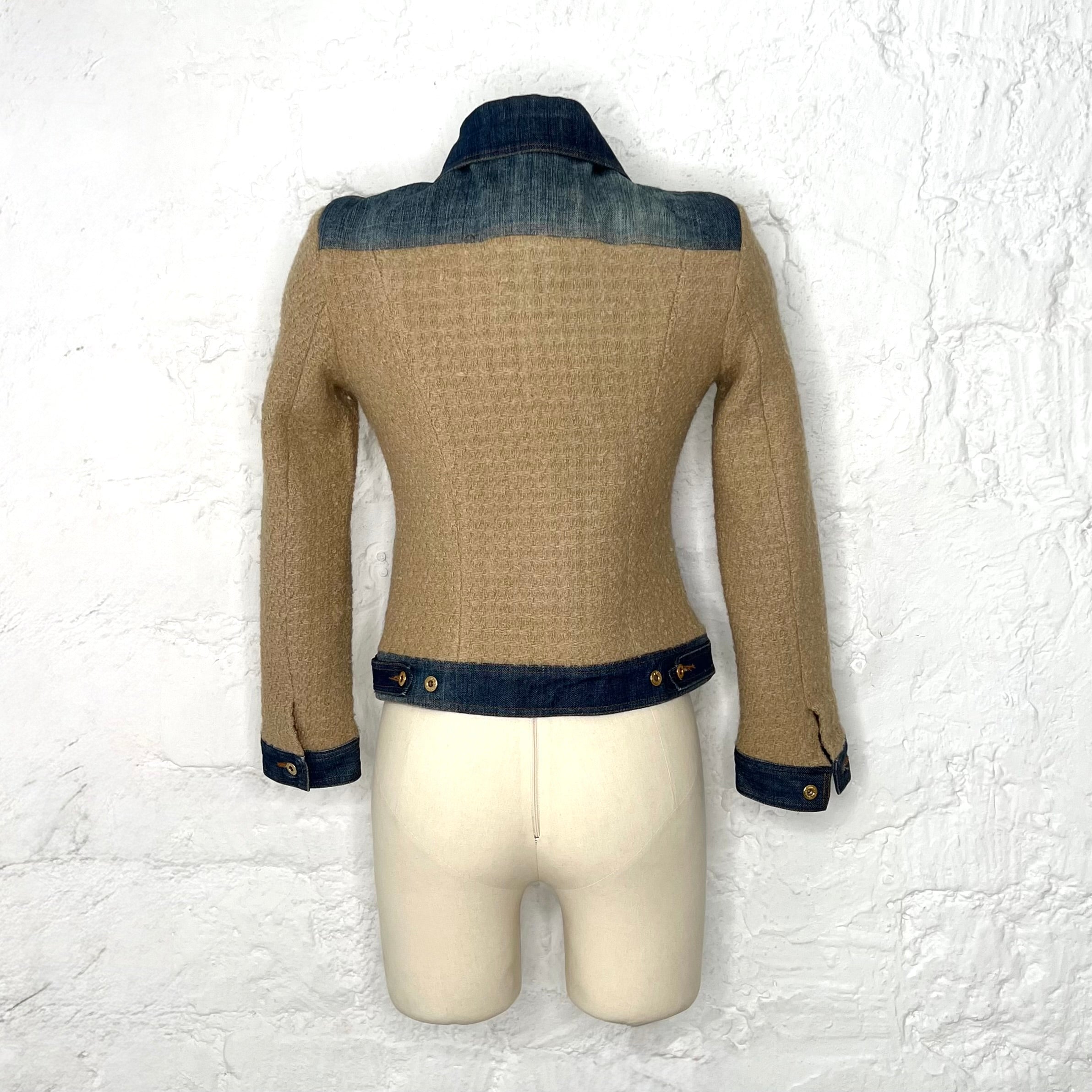 DOLCE & GABANNA - Beige and denim tweed jacket