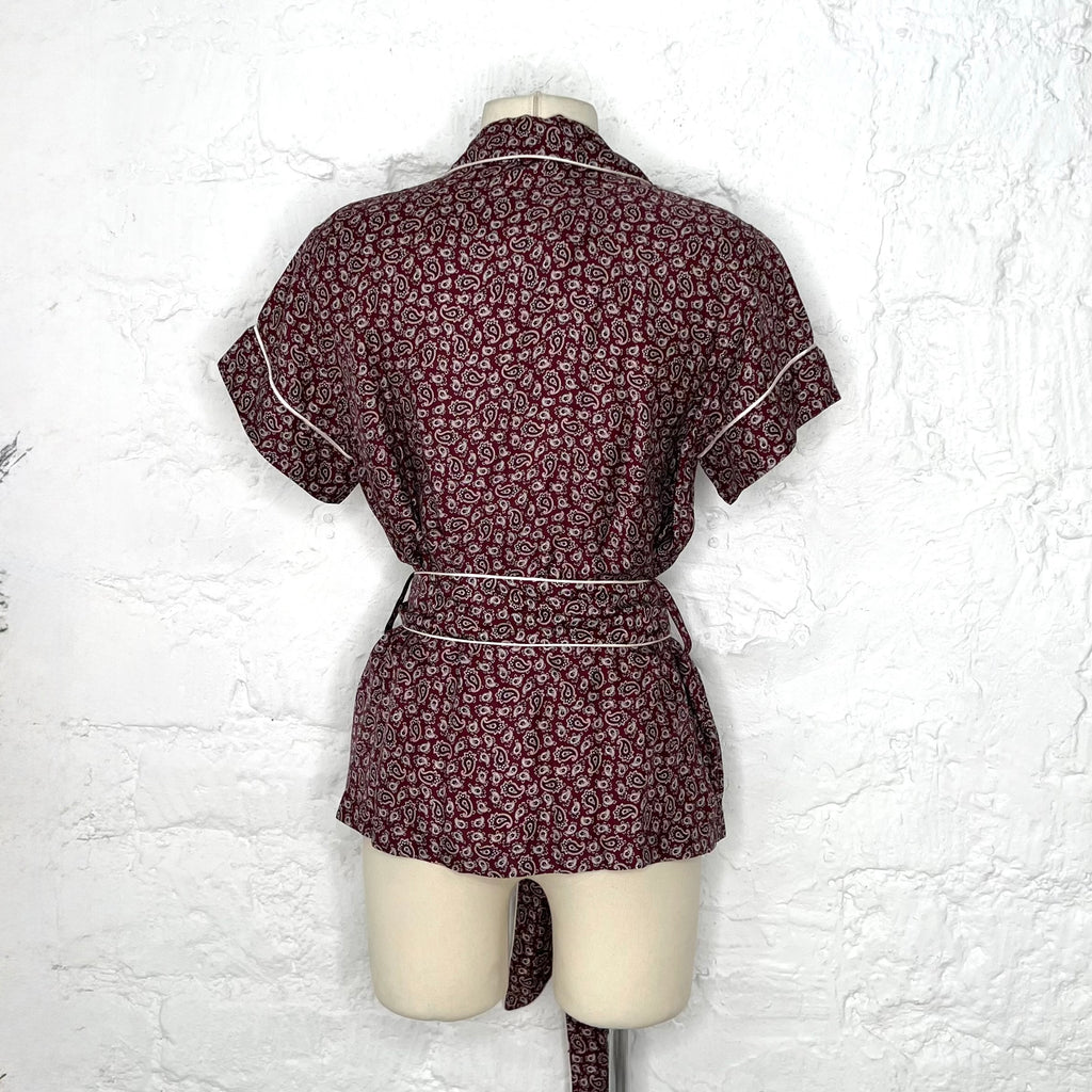 DOLCE & GABANNA - Burgundy 70's style printed shirt