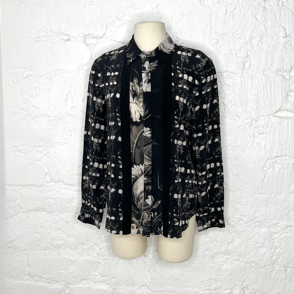 ROBERTO CAVALLI - Black pleat panel printed shirt
