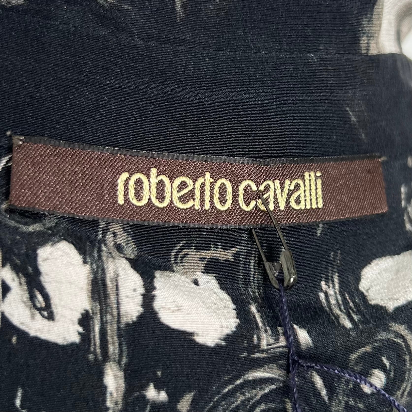 ROBERTO CAVALLI - Black pleat panel printed shirt