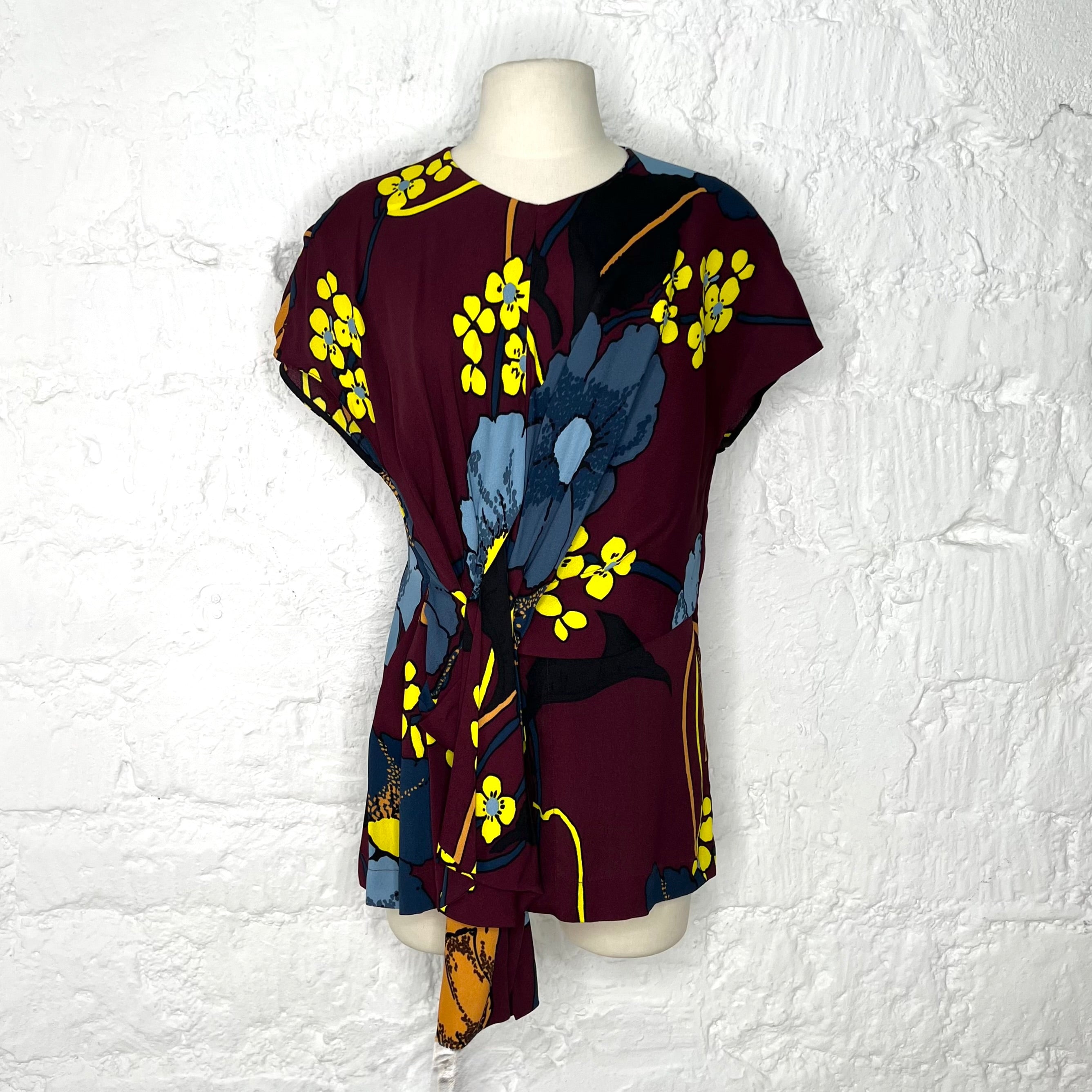 MARNI - Burgundy floral printed top