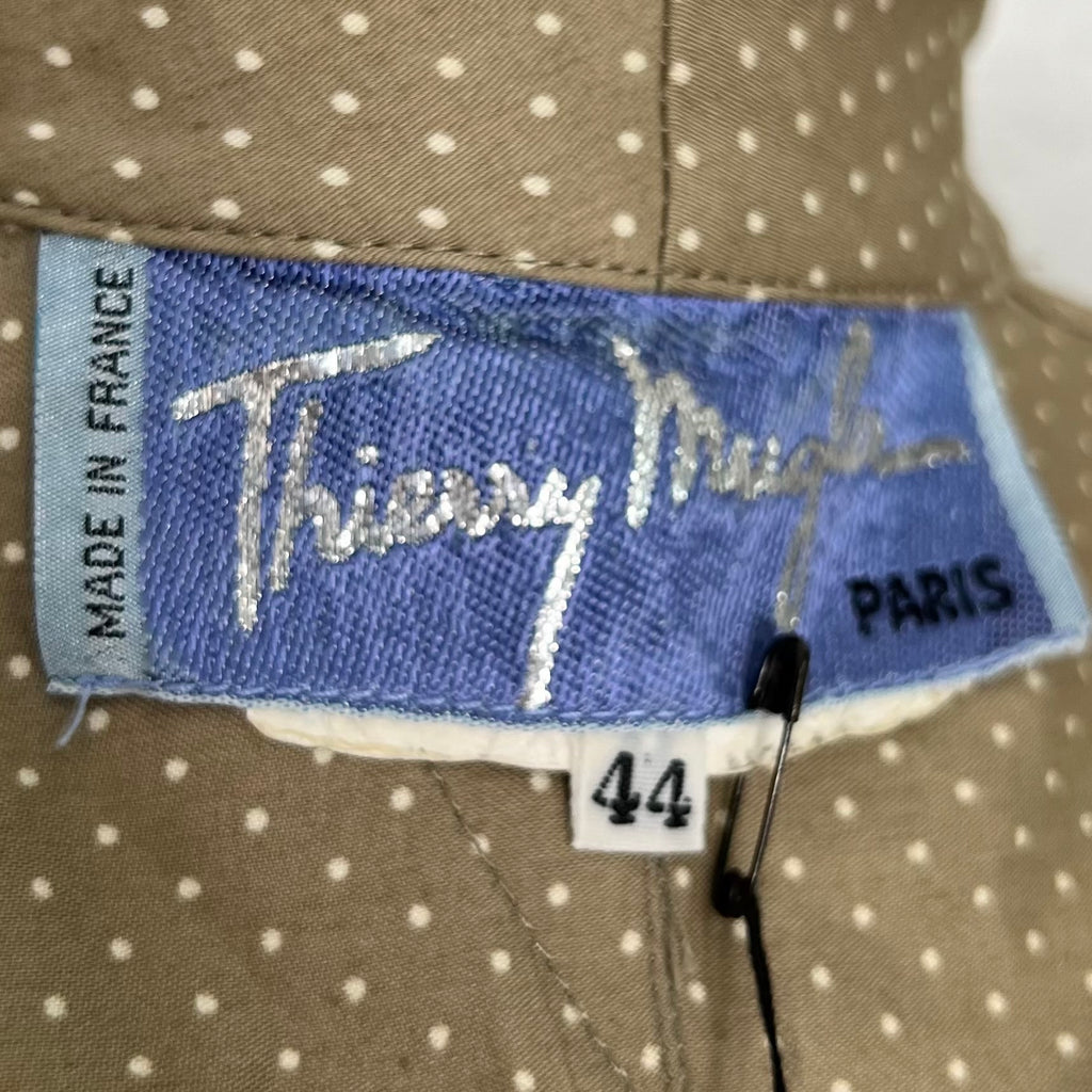 THIERRY MUGLER - Brown and white polka dots dress