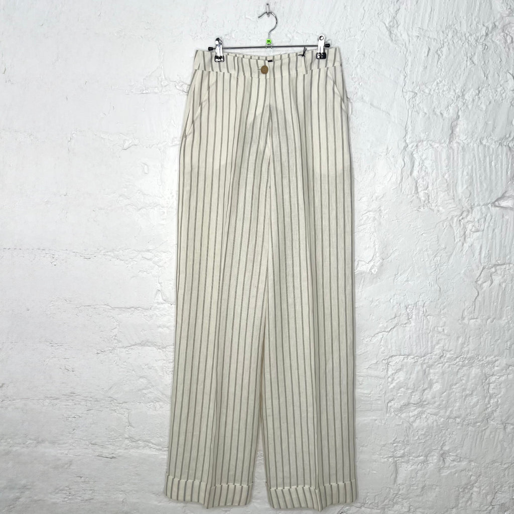 JEAN PAUL GAULTIER - Cream pinstripe trousers