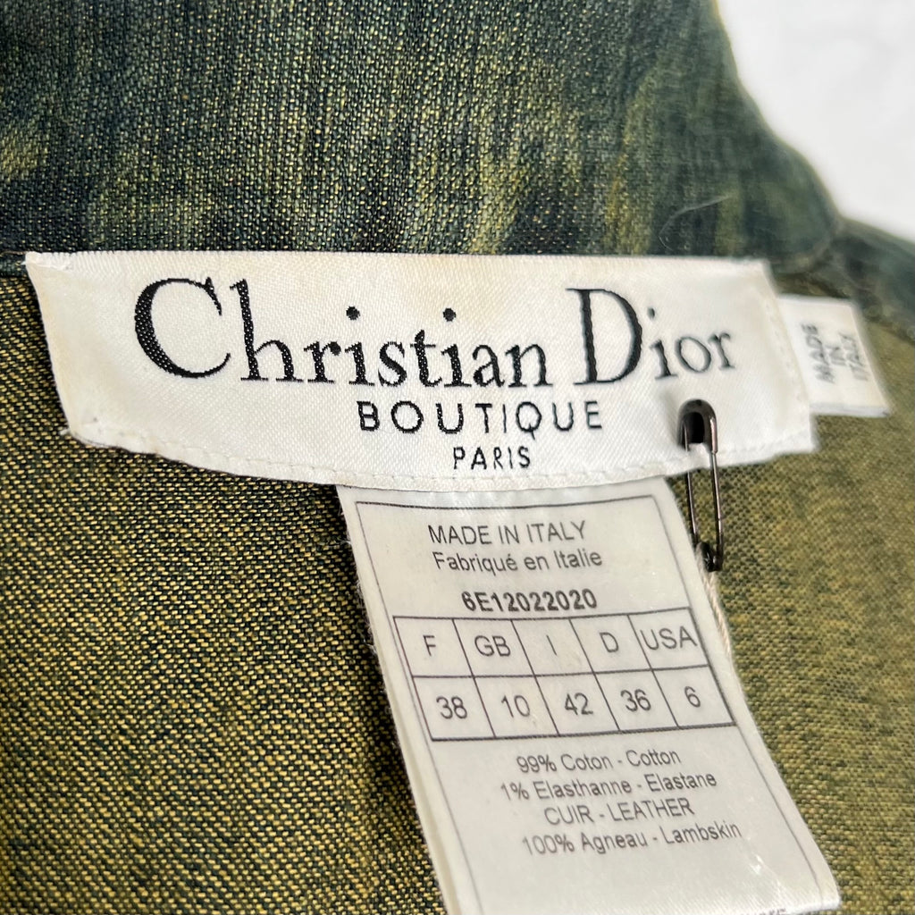 CHRISTIAN DIOR - Blue denim and leather bar jacket