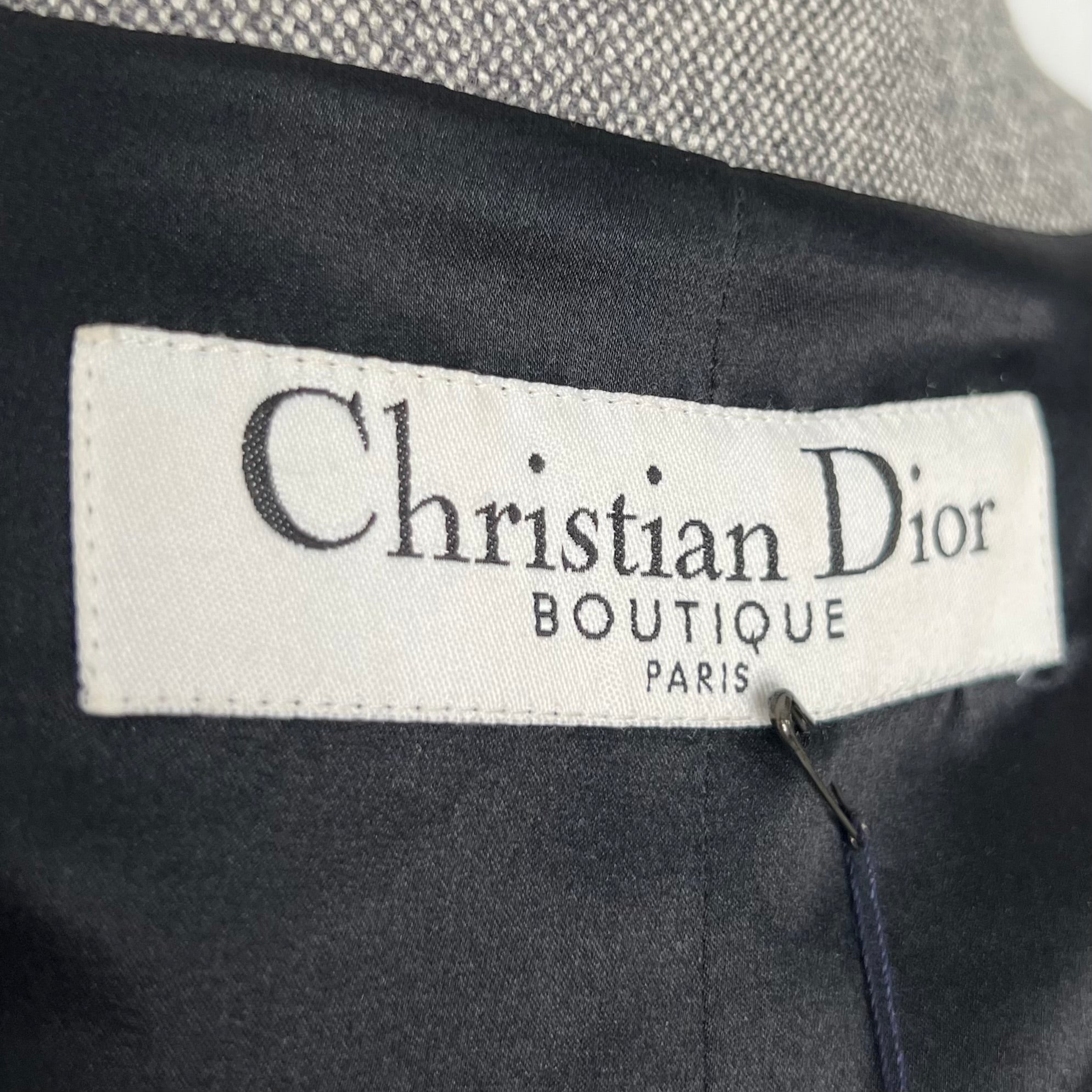 CHRISTIAN DIOR - Grey with leather patches blazer