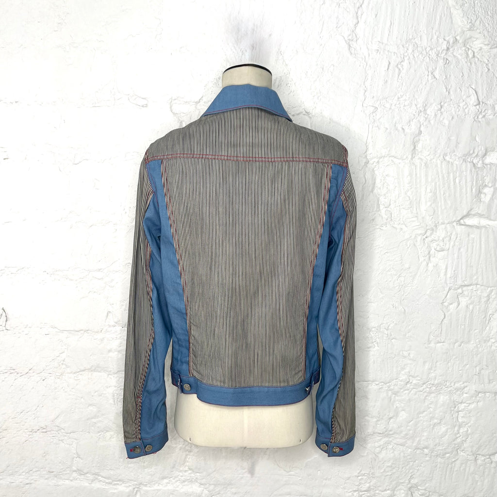 LOEWE - Blue logo striped denim jacket