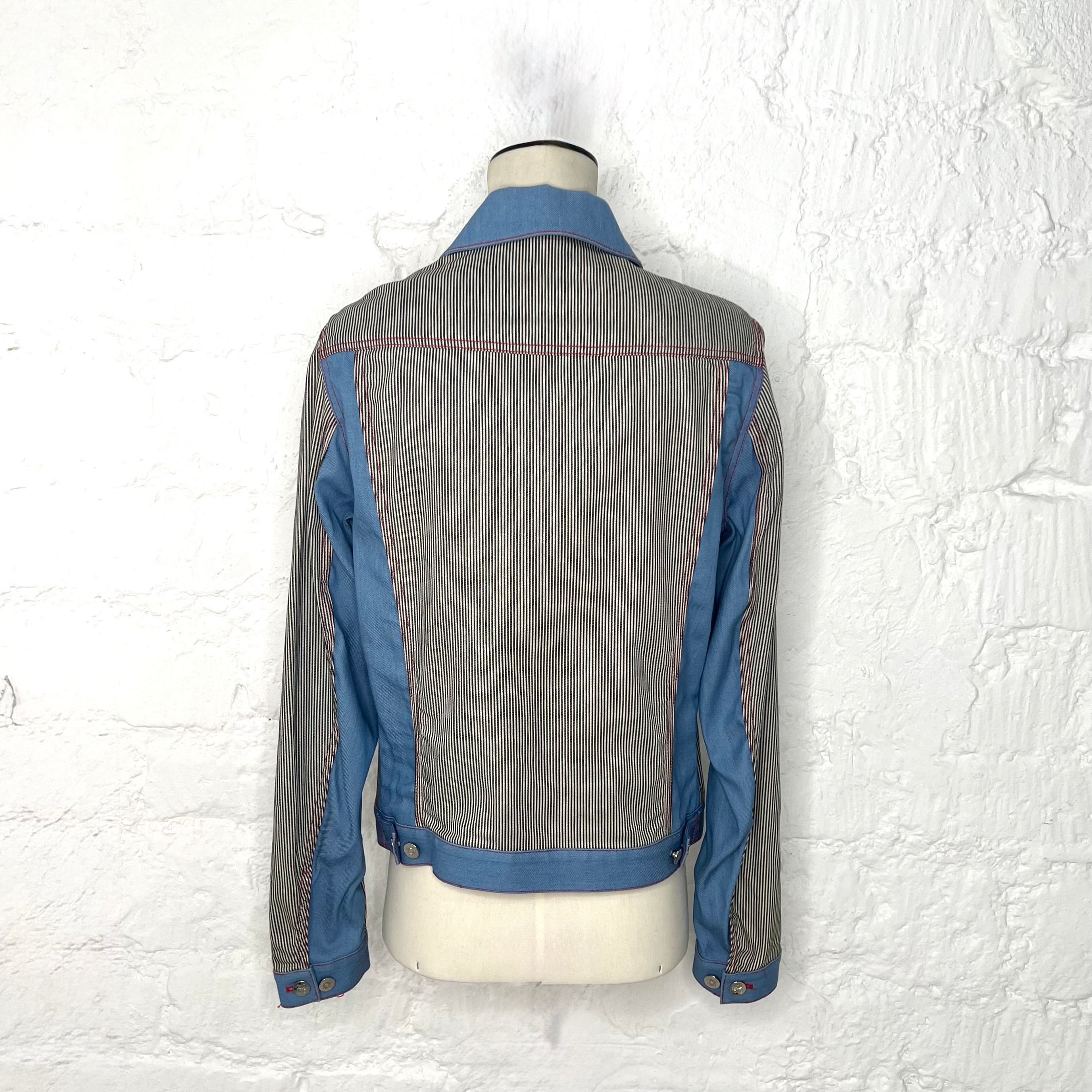 LOEWE - Blue logo striped denim jacket