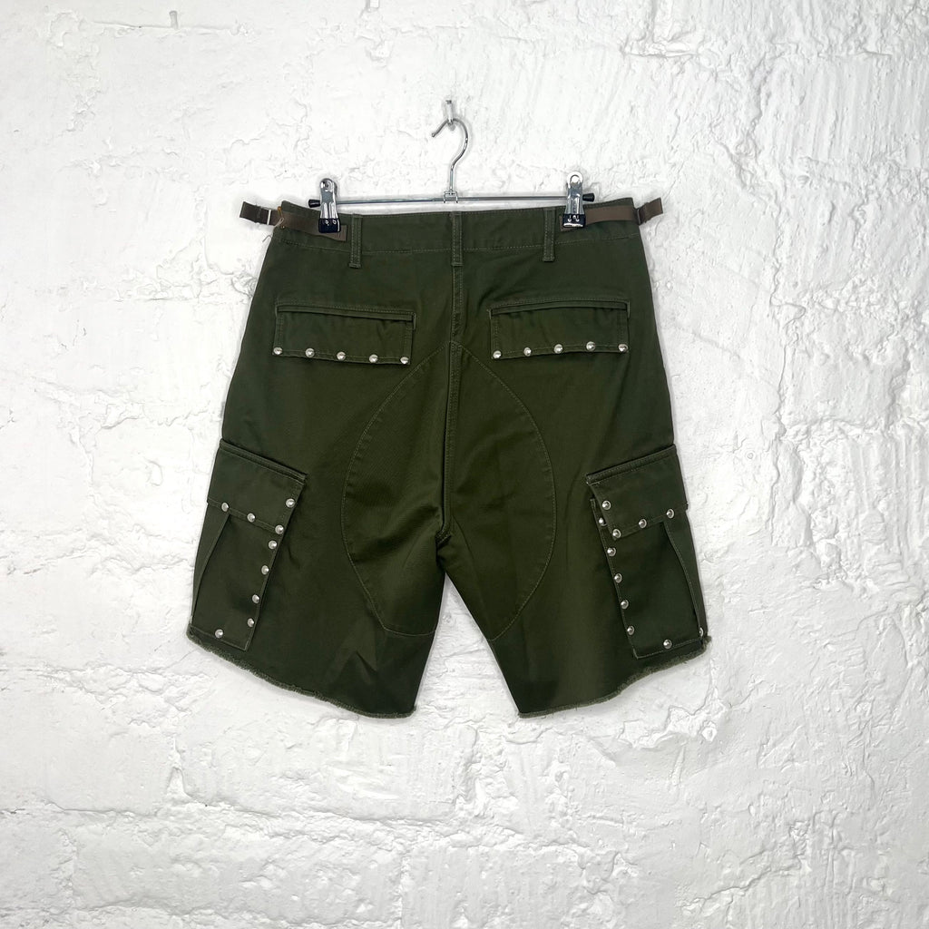 CÉLINE - Green kaki cargo studded short
